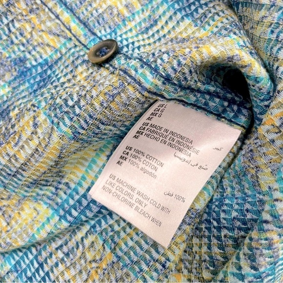 Tasso Elba Men's BLUE Short Sleeve Cotton Print Shirt Size L - Picture 6 of 7